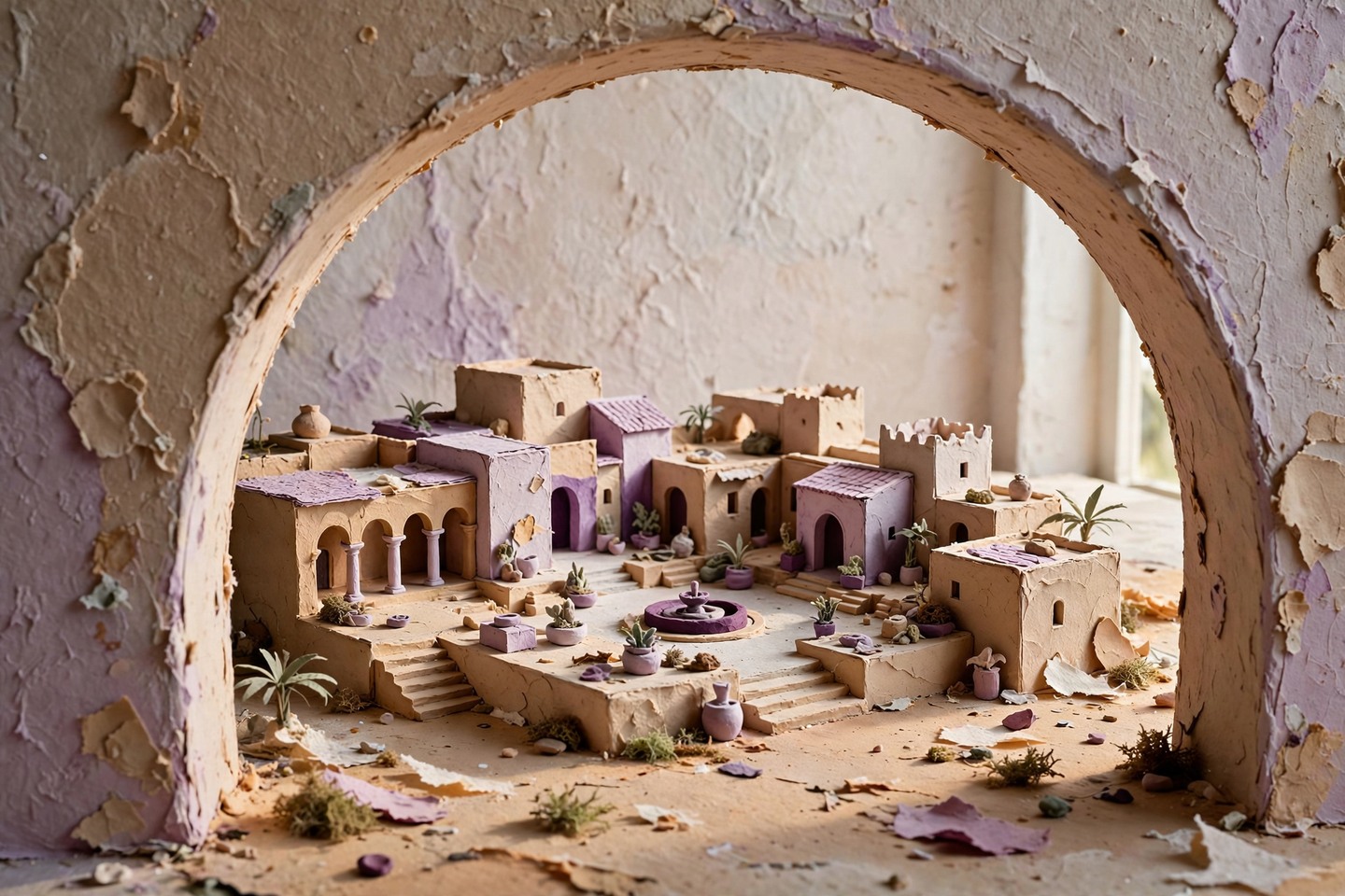 An original miniature courtyard through a broad arch