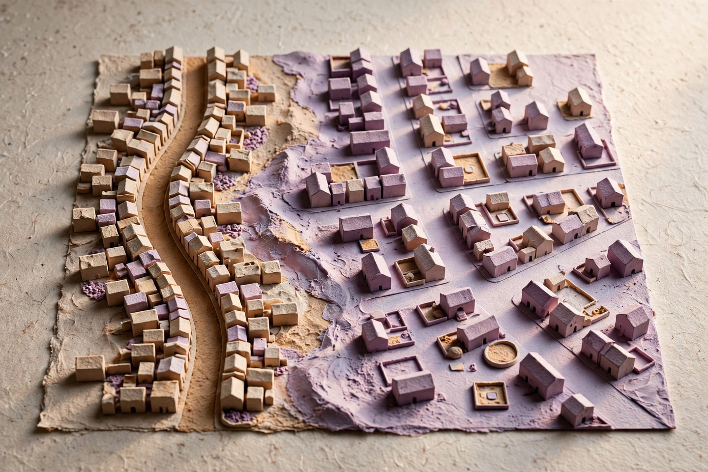 Two miniature streets with different spacing