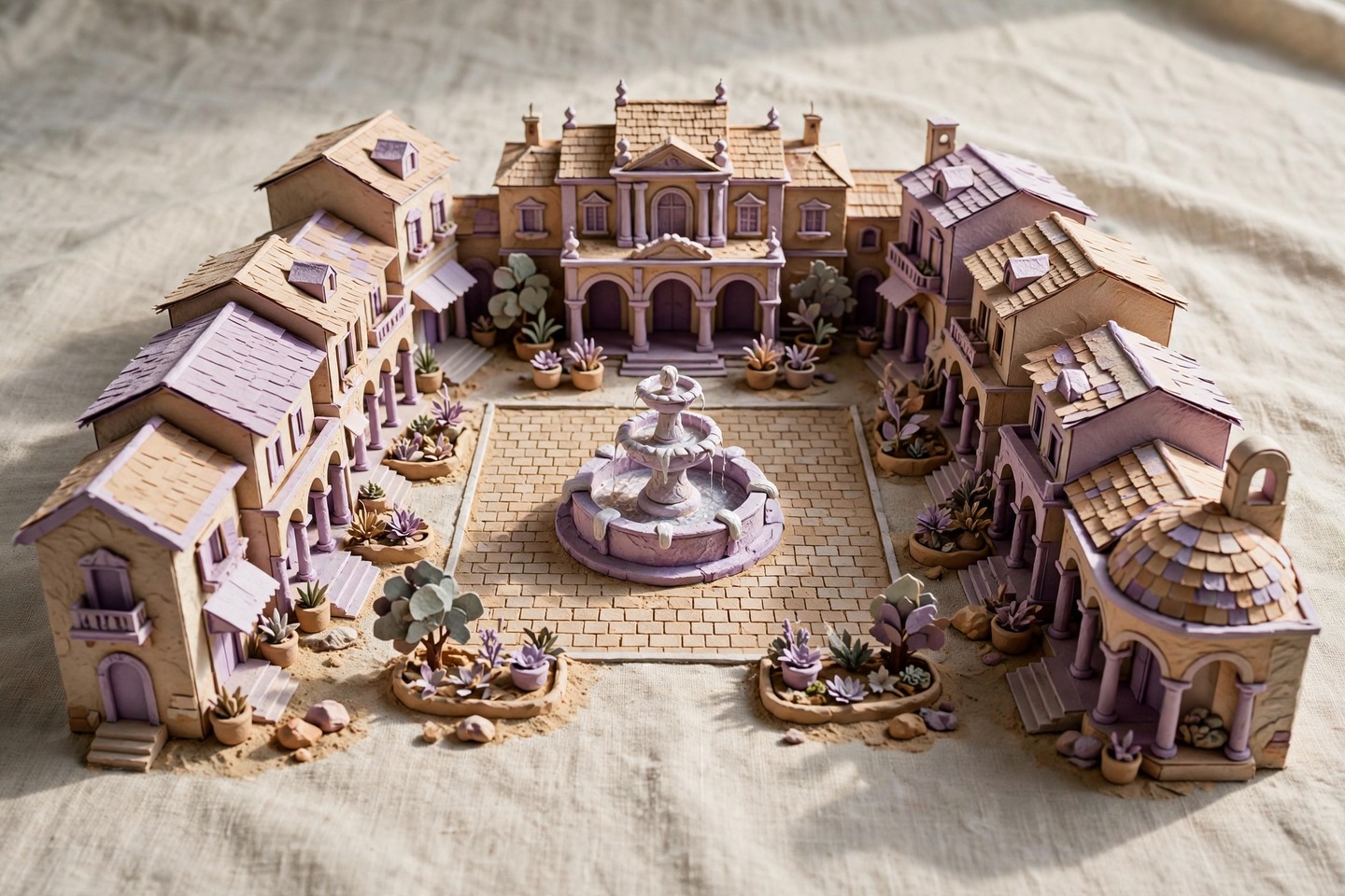 A generous fictional miniature courtyard